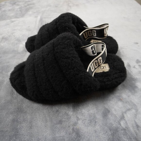 UGG Fluff Yeah Slide Shoes Womens Size 9 Sheepskin Sandal Slippers Fuzzy Cozy - Picture 9 of 9
